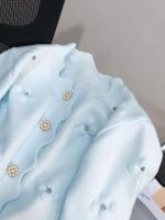 24 nuevo Otoño e Invierno wer idioma cárdigan de punto con perlas Sweetheart Daisy romántico borde ondulado suéter chaqueta - details 5