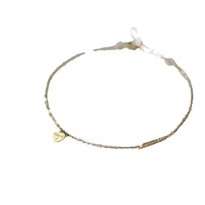 S Pulsera chapada en oro de plata pura para mujer, joyería de mano ultrafina con pasador de corazón inglés Simple elegante y versátil - 1