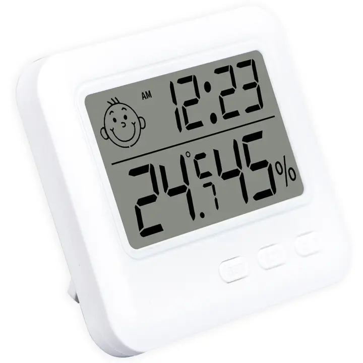 Fa sonriente temperatura y humedad interior del hogar estación meteorológica LCD Digital termómetro higrómetro con reloj despertador - 1