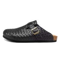 Nuevas zapatillas de corcho gruesas de alta calidad para mujer 36-45, sandalias de cuero tejidas con diseño de moda con hebilla de gran tamaño para hombres, baratas de fábrica - details 4