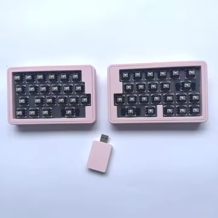 Kit De Teclado Dividido Jin45 Personalizado Con Cambio Térmico, Dongle Inalámbrico 2.4G, Modo Único, VIAL, Color Rosa, Accesorios Para Teclado Y Teclado Para Juegos. - 1