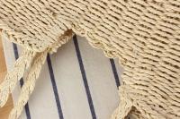 Cuerda de papel hueca con bolsa de hombro individual cóncava de gran capacidad, bolsa tejida de paja para fotos de vacaciones en la playa - details 7