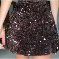 Elegante Vestido de Halter Moda Chic de Cintura Alta para Mujeres Paquete de Lentejuelas con Diseño de Plumas sin Mangas - details 25