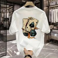 Camiseta gráfica para hombre: camiseta informal de verano de talla grande con ajuste holgado con controladores de juegos de dibujos animados y estampado de llamas, camiseta de cuello redondo lavable a máquina para vacaciones y atuendo informal, camisa par - details 4
