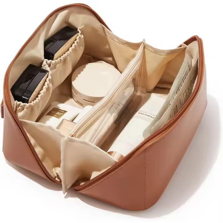 Bolsa de Maquillaje de Viaje Impermeable Organizador de Cosméticos con Divididor y Mango Portátil - 1