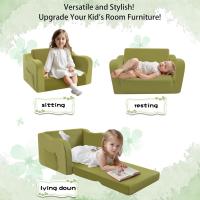 Sofá infantil plegable, cómodo sofá cama para niños pequeños, sofá cama 2 en 1 para esquina acogedora, habitación infantil, minisofá con función de dormir para niños y niñas, color verde - details 4