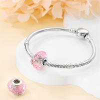 Cuentas de circonita Rosa de Plata de Ley 925, dijes compatibles con Pulsera Original de plata 925 para la fabricación de joyas - details 2