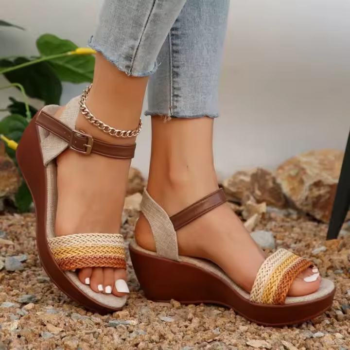 Sandalias de tacón de cuña para mujer, zapatos de verano - 1