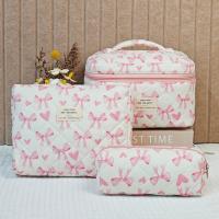 Juego de bolsas de maquillaje con patrón de lazo, regalos para esposa, linda bolsa de cosméticos, bolsa organizadora de artículos de tocador de viaje de gran capacidad, bolsa organizadora de maquillaje con cremallera, juego de contenedores de maquillaje, - details 0