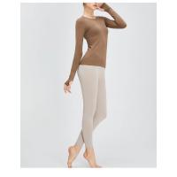 Camiseta deportiva de manga larga para mujer, tejido elástico, transpirable, Color sólido, cuello redondo, Yoga, Top deportivo sin costuras - details 0