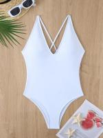 Traje de Baño de Una Pieza Blanco Ajuste de Cuerpo, Dacron, Estilo de Verano/Primavera 24, No Retirable - details 6