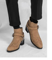 Moda para hombre Botas de cuero británicas con aumento de altura Negocios Retro Cremallera Locomotora Botas de tacón alto - details 13