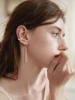 Pendientes de Palo Geométrico de Estilo Punk de 14K Oro-Plata Largos y Gruesos para Mujeres - details 5