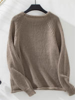 Jersey informal de cuello redondo para mujer, Jersey holgado de punto de manga larga, Tops de otoño e invierno, 2024 - details 11