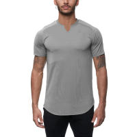 Muscleguys Camiseta de Fitness para Hombres Ajuste Cero, Secado Rápido, Pantalla Sólida, Cuello en V, Ropa de Gimnasio de Poliéster - details 4
