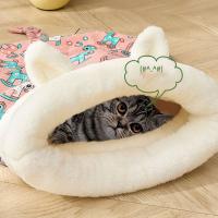 Saco de dormir grueso y cálido para gatos, con orejas, túnel suave, nido para gatos, forro polar de cordero, cómodo cojín para gatos y cachorros - details 11