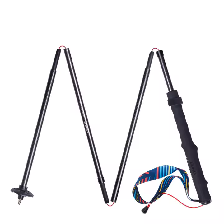 Palos de Senderismo Plegables Ligeros AONIJIE E4204 para Caminata y Montañismo con Cordoncillo de Fibra de Carbono Fijos y Seguros para Deportes de Exteriores - 1