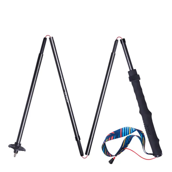 Palos de Senderismo Plegables Ligeros AONIJIE E4204 para Caminata y Montañismo con Cordoncillo de Fibra de Carbono Fijos y Seguros para Deportes de Exteriores - 1