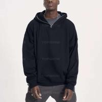 Nuevo diseño Logo Street We are Sudadera con capucha con cremallera negra en blanco de gran tamaño con hombros descubiertos y forro polar de algodón - details 2