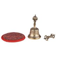 Campana de mano de bronce budista tibetano con relleno Vra para oración de meditación - details 8