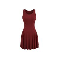 Vestido de Verano Elegante Estilo Europeo Americano Cuello Redondo Falda Elástica de Punto - details 2