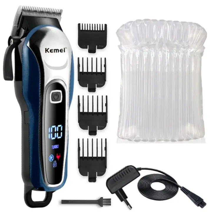 Kemei-cortadora de pelo recargable con pantalla LCD para hombre, máquina eléctrica de corte de pelo con motor potente ajustable, 1995 - 1