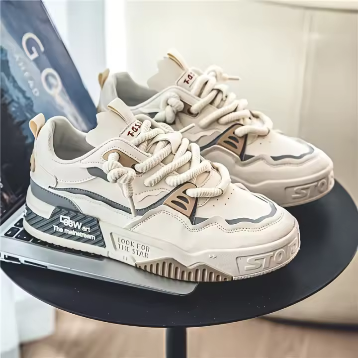 2024 nuevos zapatos deportivos informales de gran tamaño para hombres, zapatos con Panel de cuero elevado de suela gruesa, tallas 39-48 - 1