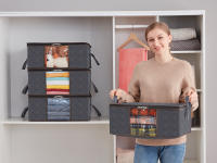 Juego de 3 Piezas Organizador de Ropa,Cajas de Almacenamiento Plegables con Asas Reforzadas,Bolsas de Tela Resistente para Guardar Ropa con Ventana Transparente - details 5