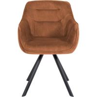 Silla De Comedor Russel Moderna Tapizada En Terciopelo o Tela I Sillón Giratorio Acolchado con Reposabrazos, Color:café, Material:Terciopelo - details 2