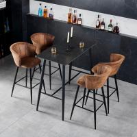 de 2 Taburete de Bar con Respaldo, Apoyabrazos y Reposapiés Sillas Tapizados de Gamuza Vintage Industrial Asiento de 72 cm de Altura para Cocina, Bar, Comedor, Marrón - details 3