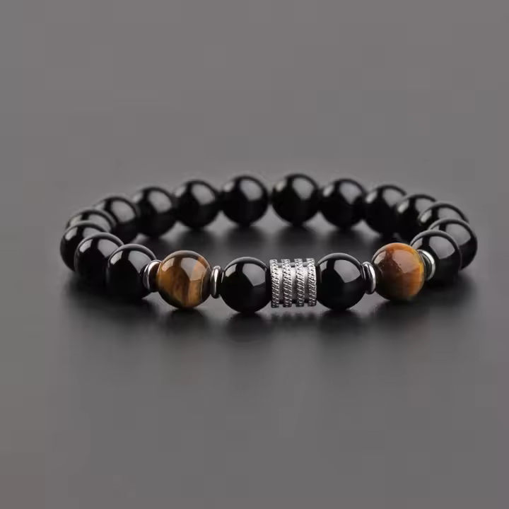 Pulsera de Acero Inoxidable con Obsidiana de Tigre Joyería de Moda 2023 para Hombres - 1