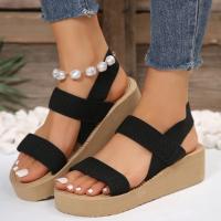 Sandalias minimalistas de cuña para mujer, sandalias informales con plataforma de suela gruesa y punta abierta, sandalias con tira en el tobillo - details 1