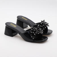 Tacones altos con tiras, tacones gruesos, perlas versátiles, sencillos. - details 6