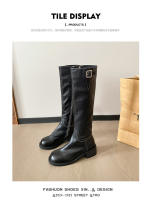 Nueva plataforma retro caballero botas ensanchadas de tubo alto de cuero suave plisado de tacón alto - details 24
