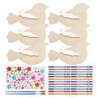 Paquete de 6 kit de manualidades con carillón de viento de pájaro 3D para niños, pintura DIY y construcción de manualidades de animales de madera, regalos de cumpleaños para niñas/niños - details 0