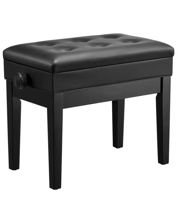 SucceBuy Banco de piano de 22" x 13" x 19.3", altura ajustable de 19.3"-22.8", cojín acolchado, almacenamiento para libros de música - 1