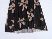 Otoño nueva malla con estampado floral para mujer, vestido de vacaciones con cuello redondo y mangas acampanadas de talla grande - details 9