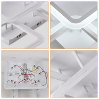 Goeco-Lámpara de Techo Moderna 70W, Plafón Blanca Creativa de Techo para Sala de estar, Lámpara Rectangular de 5 Luces, Iluminación Interior de 6000K Luz Blanca Fría para Dormitorio, Salón, Oficina, Comedor, 220V, Blanco - details 7