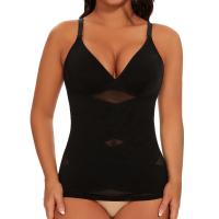 Sujetador incorporado para mujer, camiseta sin mangas, corsé de malla cruzada de compresión, Control de barriga, moldeador de cuerpo, corpiño adelgazante con cuello en V, ropa interior Sexy - details 5