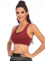 Tops cortos de manga corta para mujer, Camiseta deportiva de Yoga, color rojo vino - details 2