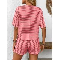 Ropa de Mujer Verano Nuevo Conjunto Deportivo de Shorts Casuales de Moda a Rayas de Punto para Mujer - details 11