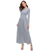 Vestido de cintura alta de manga larga de Color sólido para mujer, novedad de primavera 2025, con columpio grande - details 4
