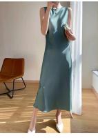 Elegante Vestido de Satén de Acelita para Mujer verano 2024 Vestido de Fiesta sin Mangas de Seda Artificial Sexy - details 8