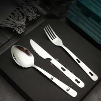 Juego de villa de acero inoxidable, cuchara, tenedor, cuchillo, villa, camping, cocina, exterior, ordenador portátil, 3 piezas por juego - details 4