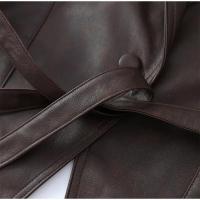 Chaqueta Corta de Cuero con Cinturón Abrigo de Moto de Manga Larga para Mujer - details 6