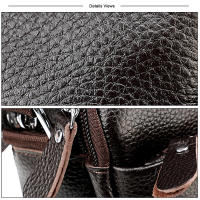 Bolso bandolera suave de piel de becerro auténtica para hombre informal - details 9