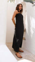 Vestido largo de satén de Color liso para mujer - details 23