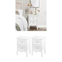 Mesita de Noche, Mesa de Centro Patas de Madera Maciza, Mesa Redonda con Cajón, Mesita Auxiliar de Dormitorio y Salon, Mesilla Blanca, φ38x45,5 cm - details 13