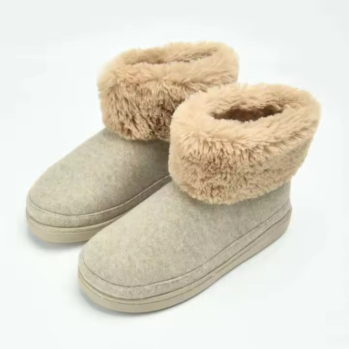 Botas de nieve cortas de alta calidad para mujer, hechas de algodón, impermeables, esponjosas, cálidas, antideslizantes, con pelo hasta el tobillo, para niños de invierno - 1