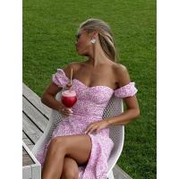 Vestido Largo Floral De Hombro De Una Palabra 2025 Verano Nuevo Vestido Largo De Temperamento Delgado Dividido - details 2